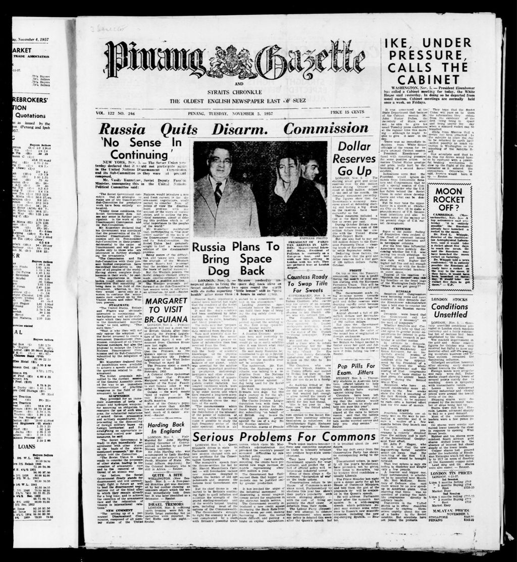 Miniature of Pinang Gazette and Straits Chronicle 05 November 1957