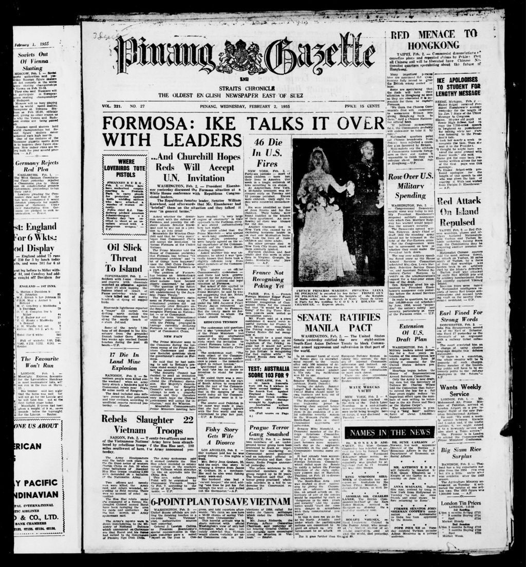 Miniature of Pinang Gazette and Straits Chronicle 02 February 1955