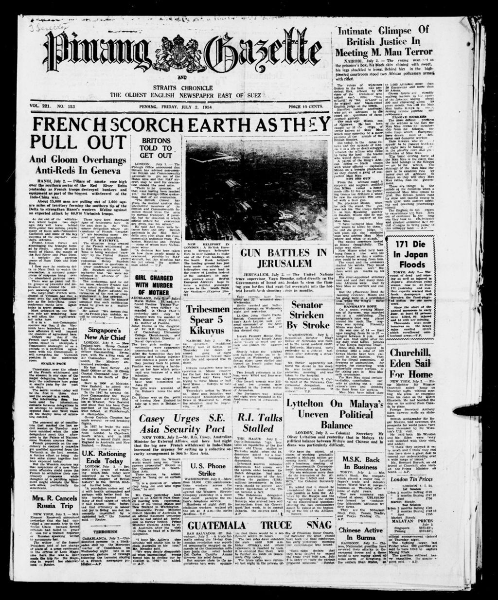 Miniature of Pinang Gazette and Straits Chronicle 02 July 1954