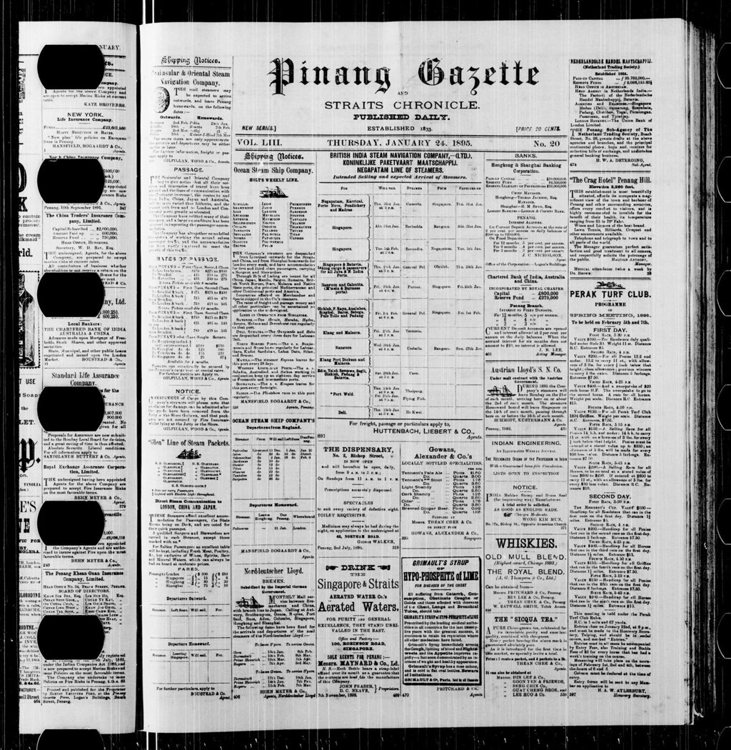 Miniature of Pinang Gazette and Straits Chronicle 24 January 1895