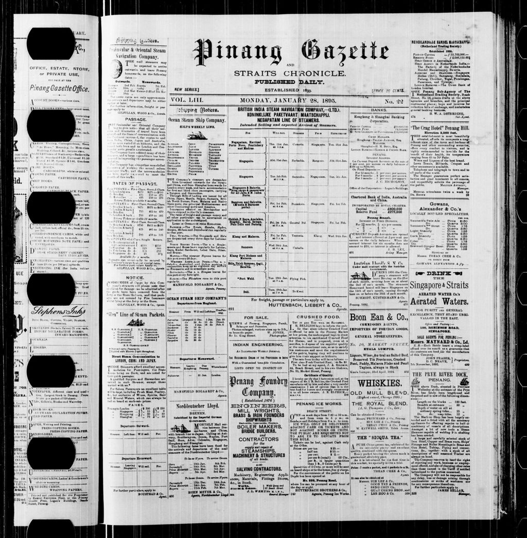 Miniature of Pinang Gazette and Straits Chronicle 28 January 1895