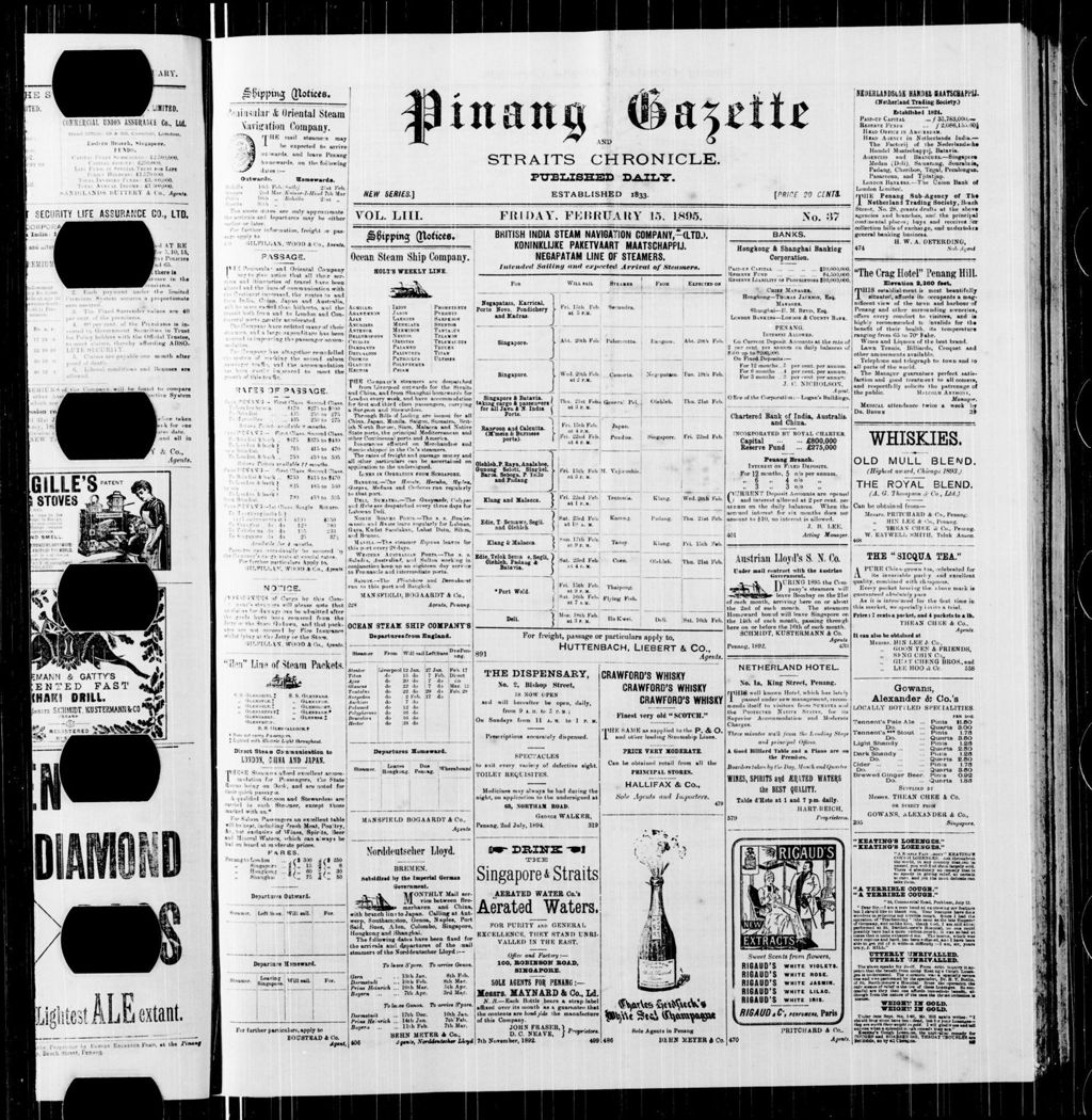 Miniature of Pinang Gazette and Straits Chronicle 15 February 1895