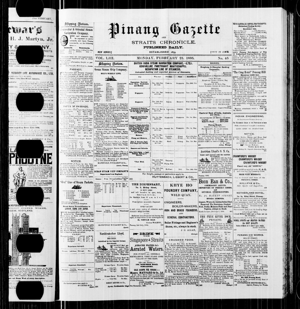 Miniature of Pinang Gazette and Straits Chronicle 25 February 1895