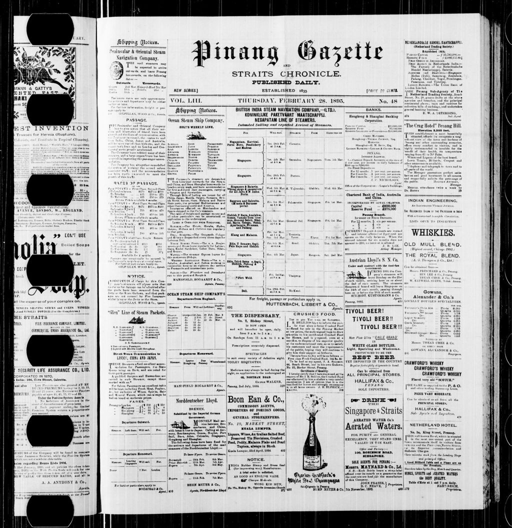 Miniature of Pinang Gazette and Straits Chronicle 28 February 1895