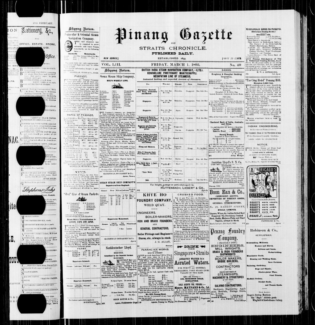 Miniature of Pinang Gazette and Straits Chronicle 01 March 1895