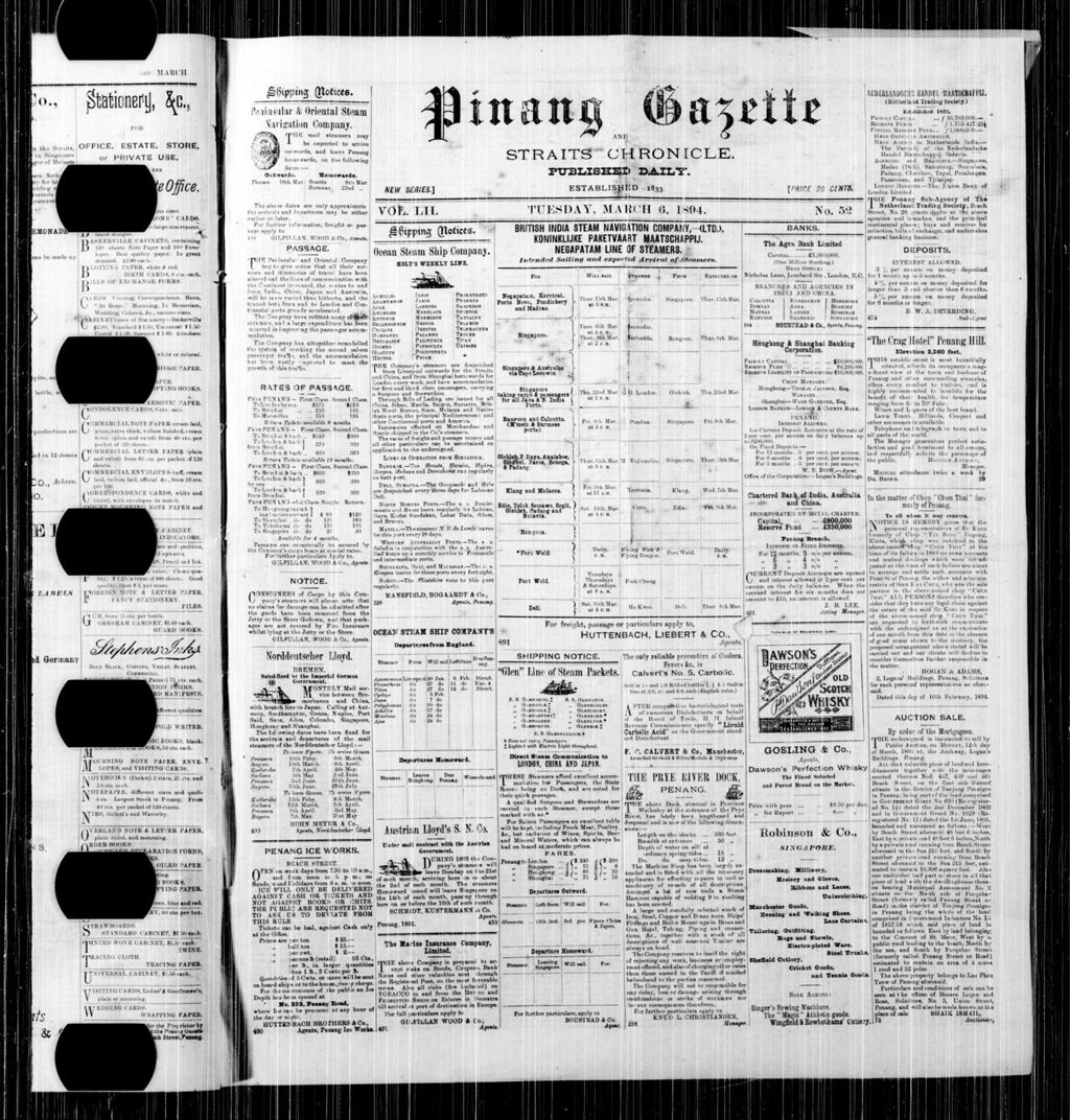 Miniature of Pinang Gazette and Straits Chronicle 06 March 1894