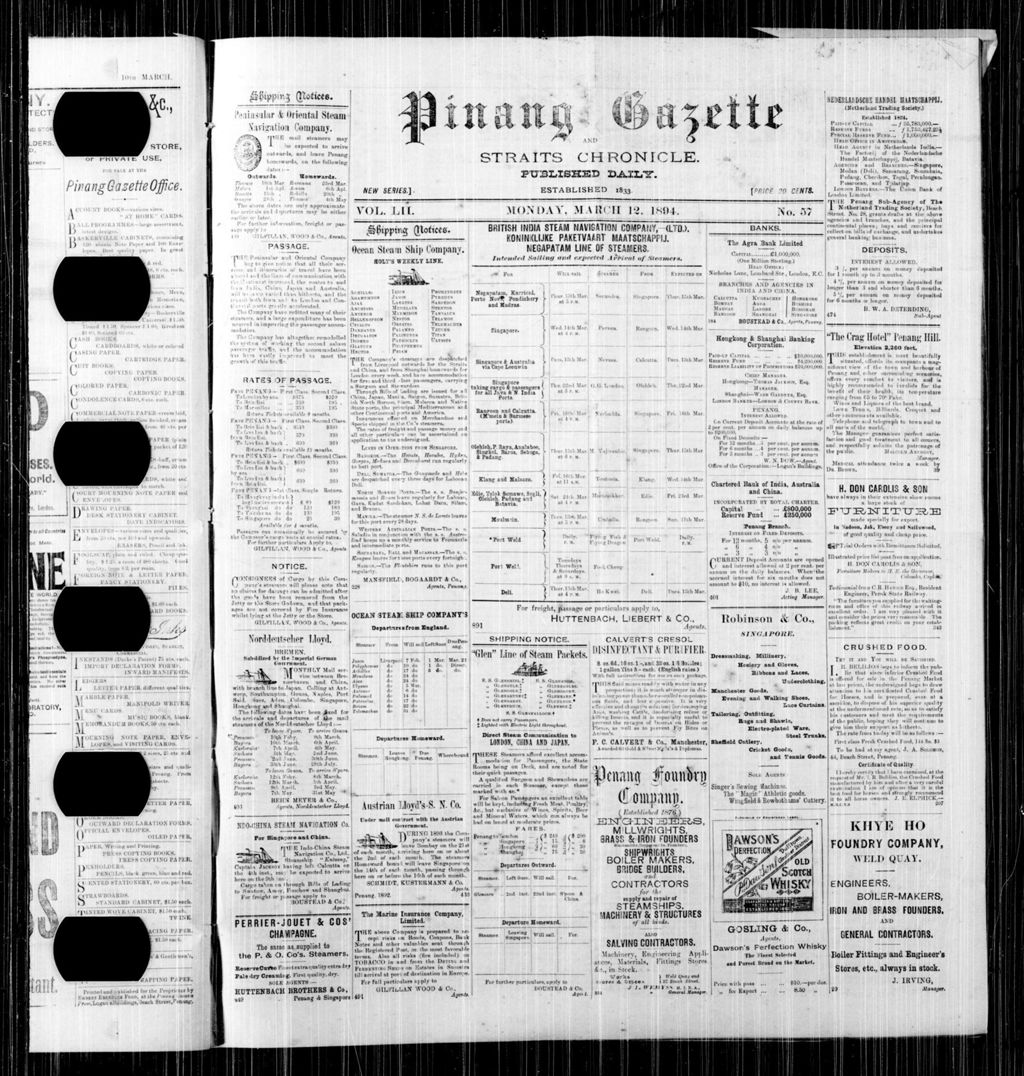 Miniature of Pinang Gazette and Straits Chronicle 12 March 1894