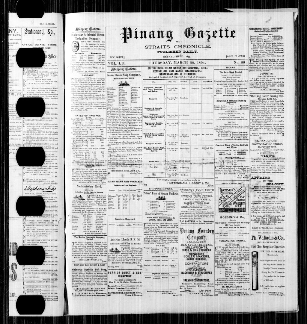 Miniature of Pinang Gazette and Straits Chronicle 22 March 1894