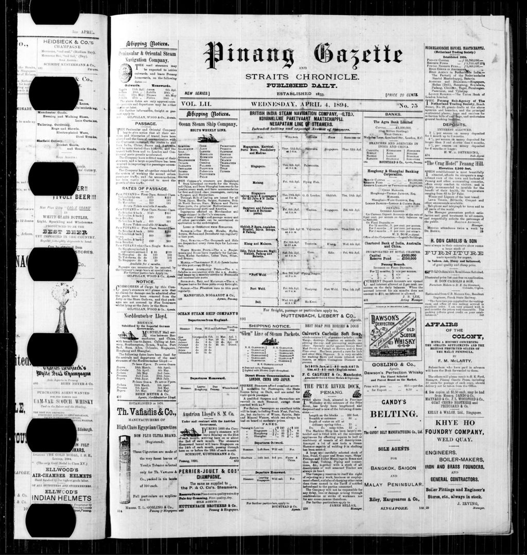 Miniature of Pinang Gazette and Straits Chronicle 04 April 1894