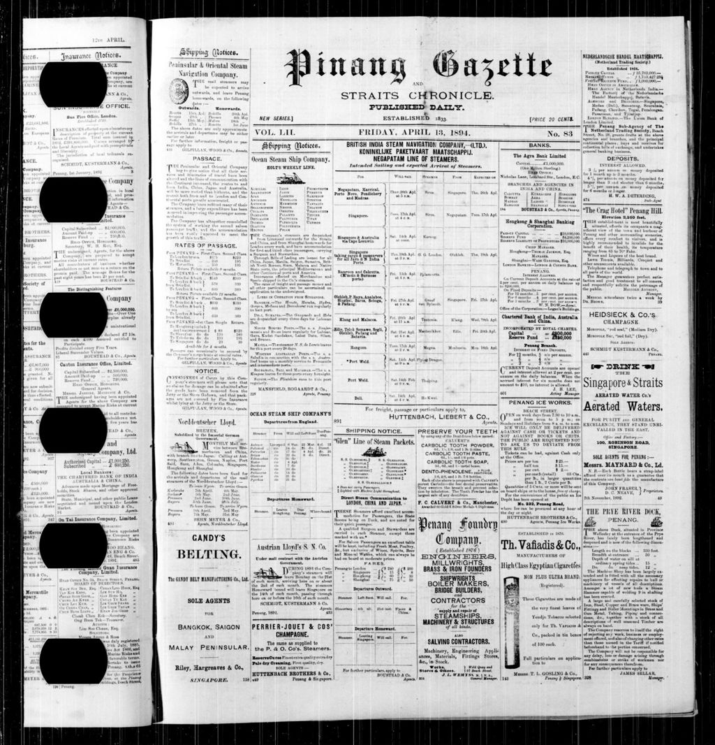 Miniature of Pinang Gazette and Straits Chronicle 13 April 1894