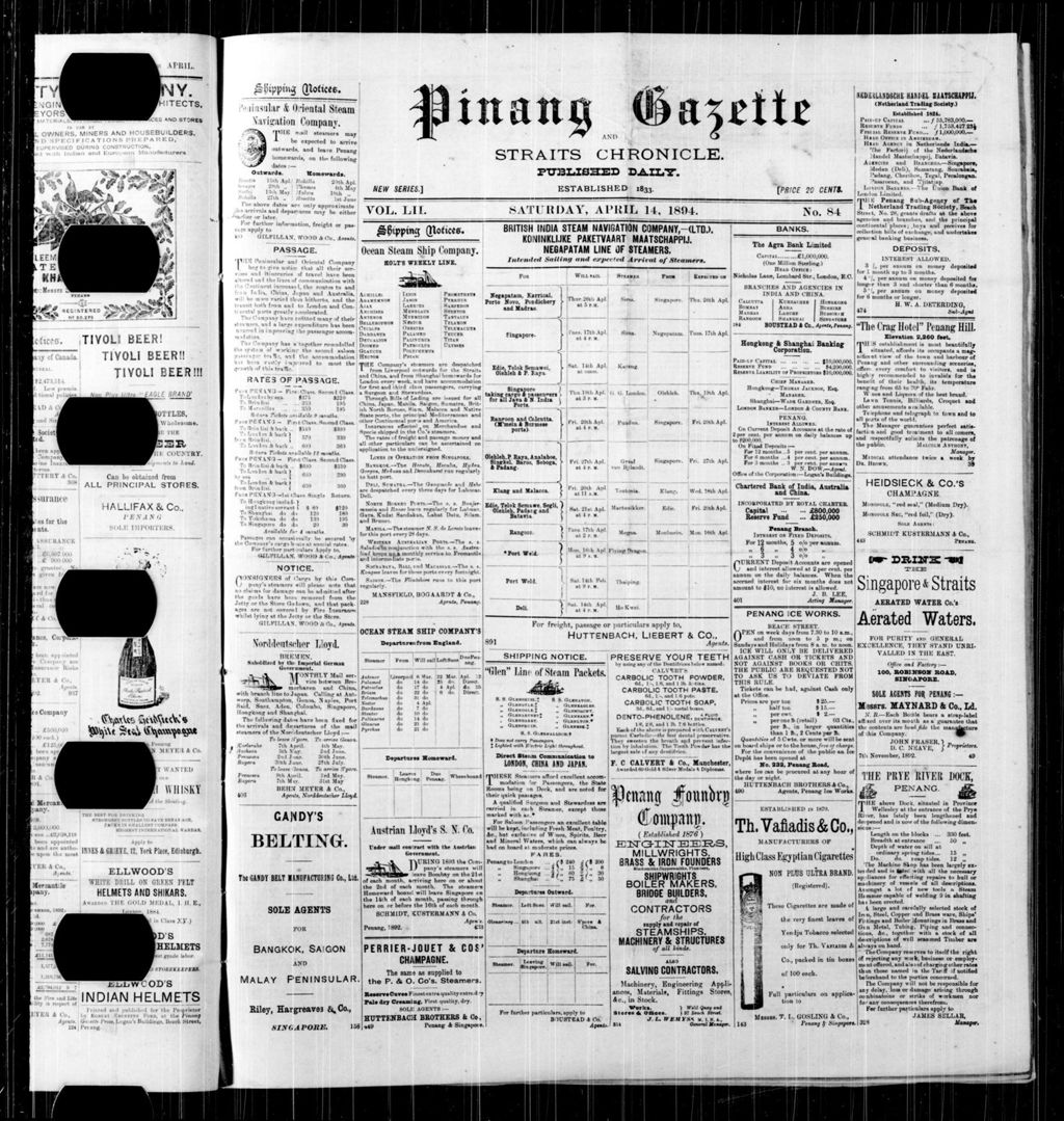 Miniature of Pinang Gazette and Straits Chronicle 14 April 1894