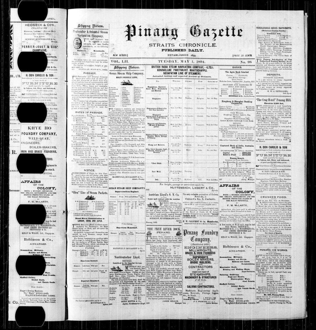 Miniature of Pinang Gazette and Straits Chronicle 01 May 1894