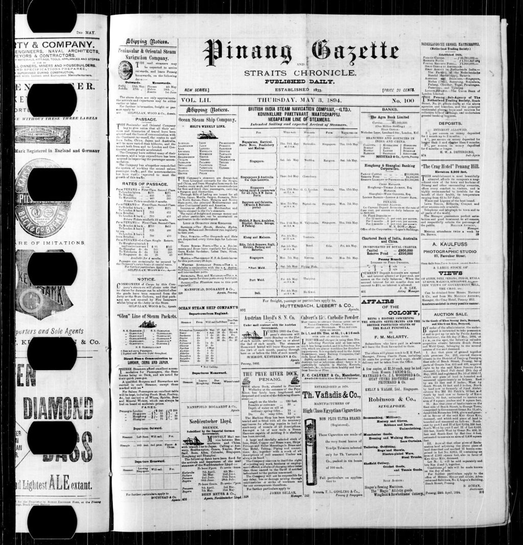 Miniature of Pinang Gazette and Straits Chronicle 03 May 1894