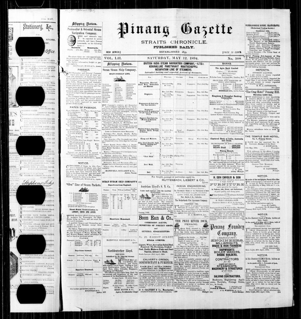 Miniature of Pinang Gazette and Straits Chronicle 12 May 1894