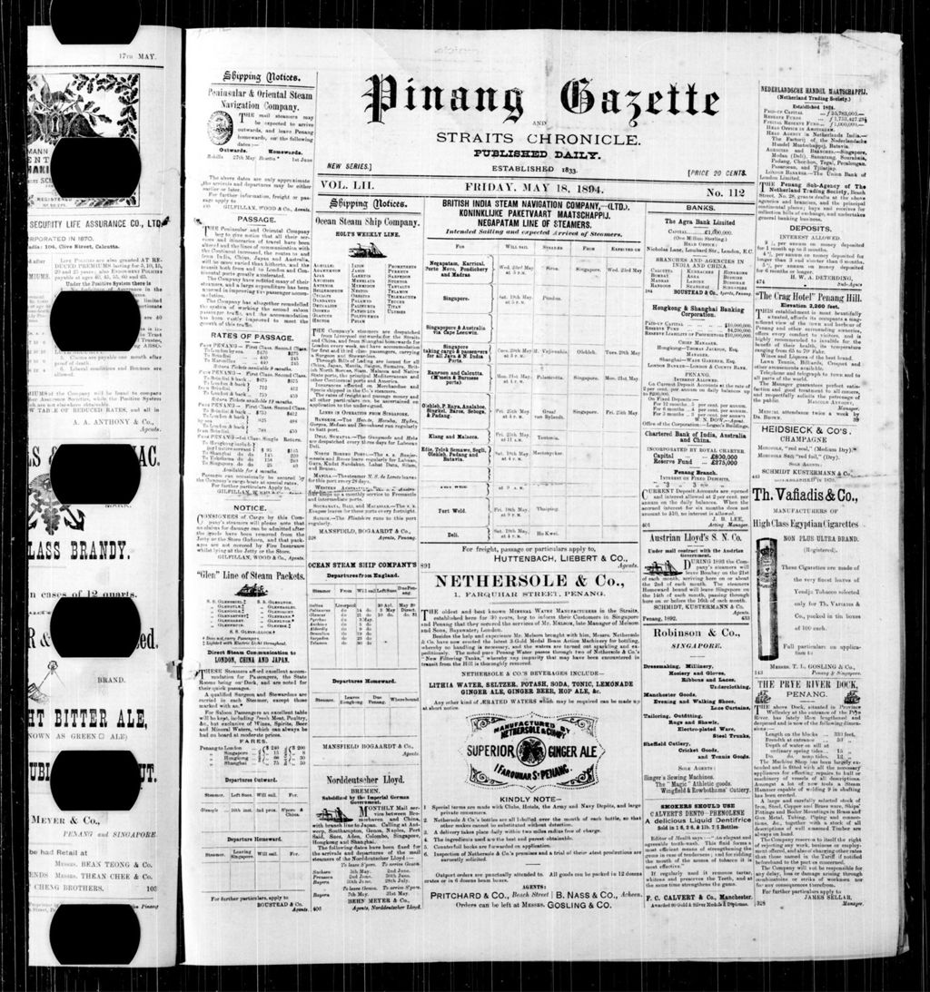 Miniature of Pinang Gazette and Straits Chronicle 18 May 1894