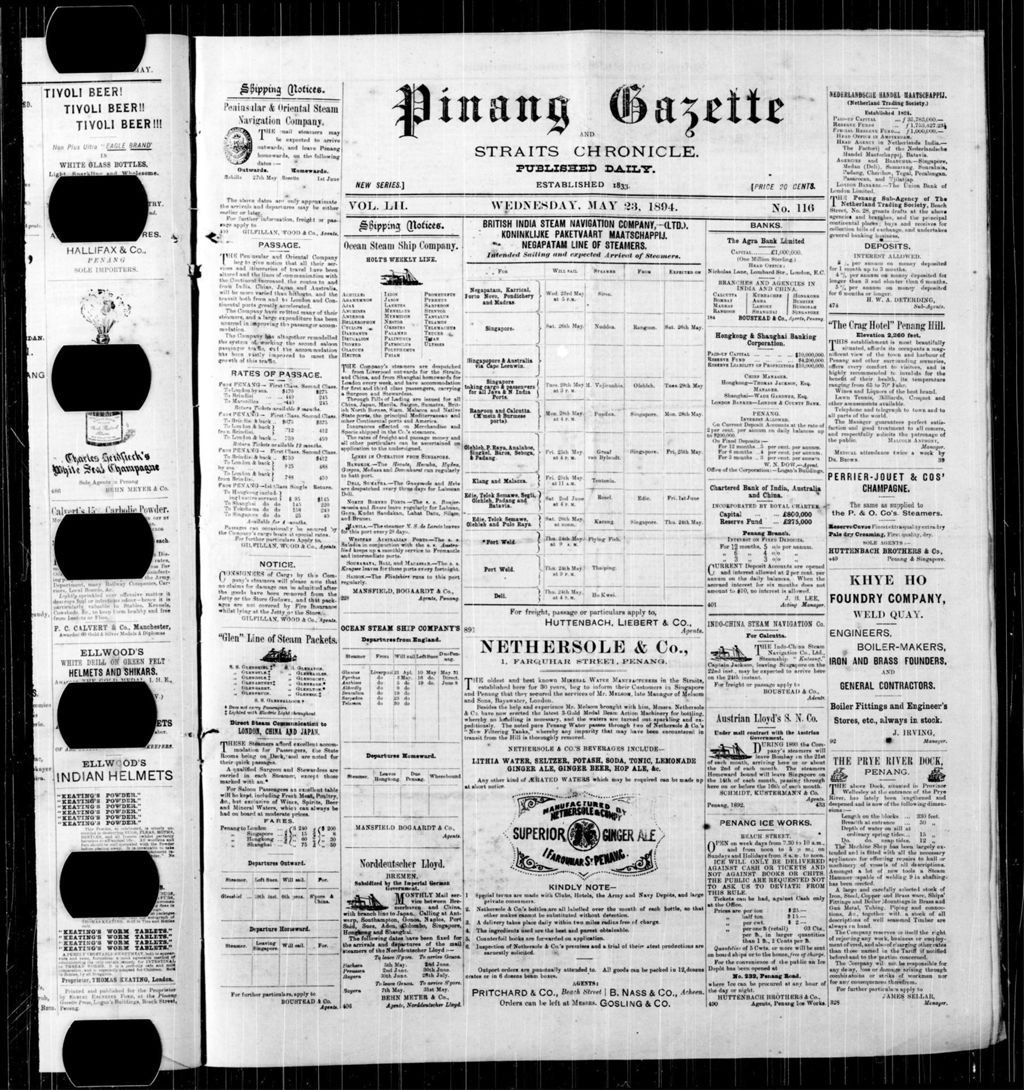 Miniature of Pinang Gazette and Straits Chronicle 23 May 1894