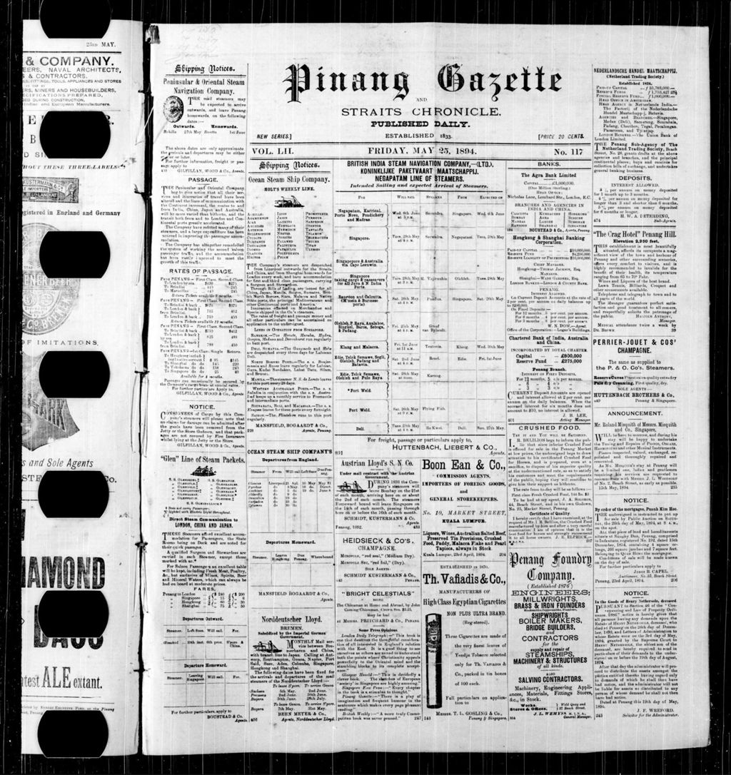 Miniature of Pinang Gazette and Straits Chronicle 25 May 1894