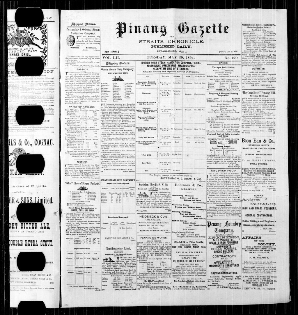 Miniature of Pinang Gazette and Straits Chronicle 29 May 1894