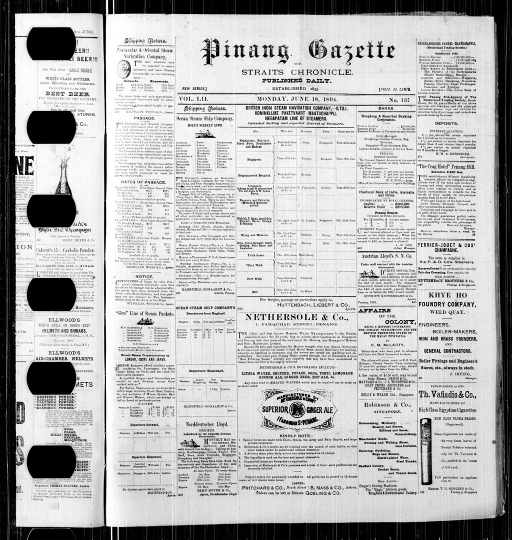 Miniature of Pinang Gazette and Straits Chronicle 18 June 1894