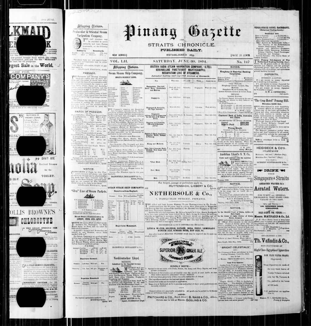 Miniature of Pinang Gazette and Straits Chronicle 30 June 1894