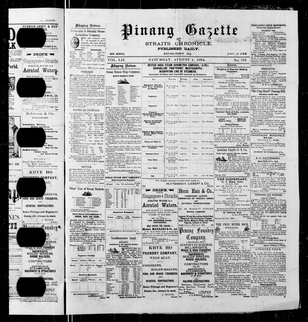 Miniature of Pinang Gazette and Straits Chronicle 04 August 1894