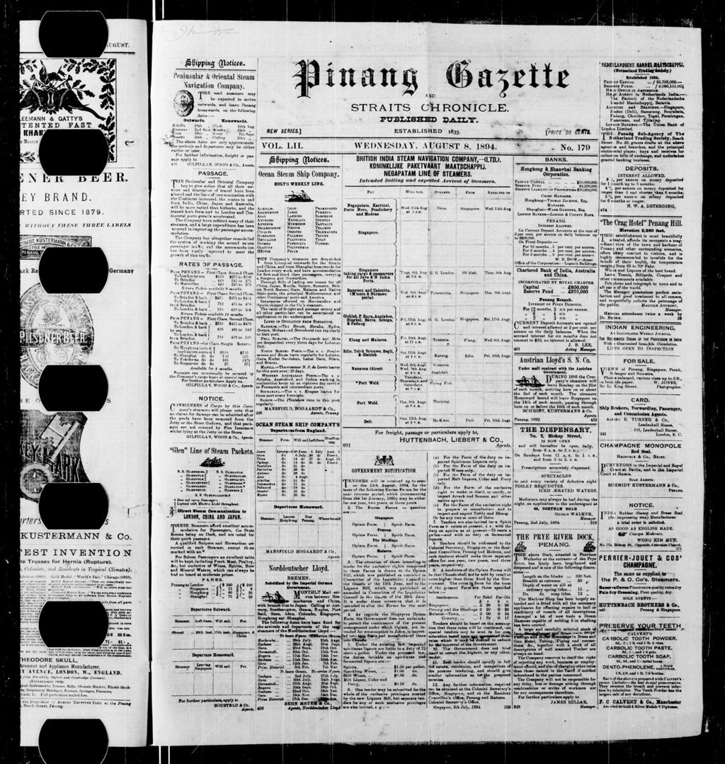 Miniature of Pinang Gazette and Straits Chronicle 08 August 1894