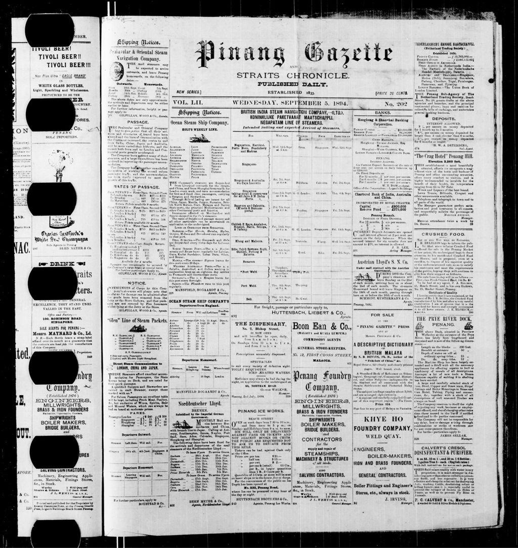 Miniature of Pinang Gazette and Straits Chronicle 05 September 1894