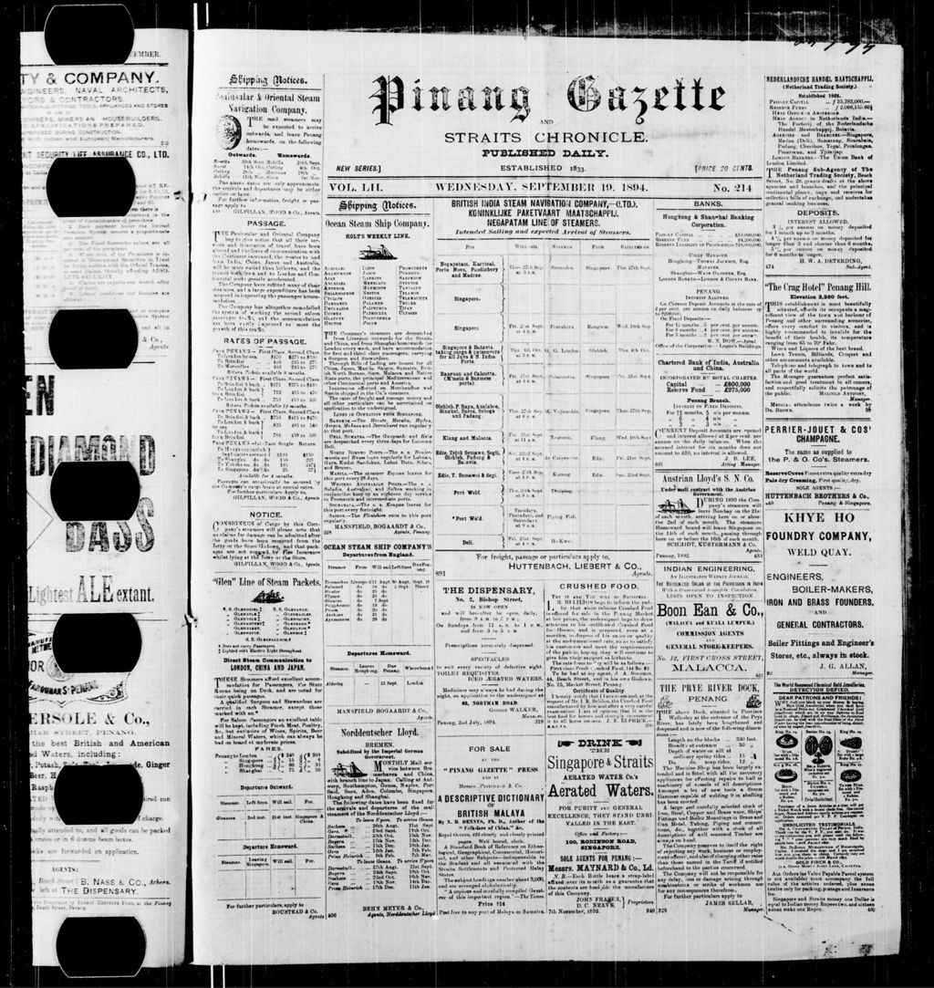 Miniature of Pinang Gazette and Straits Chronicle 19 September 1894