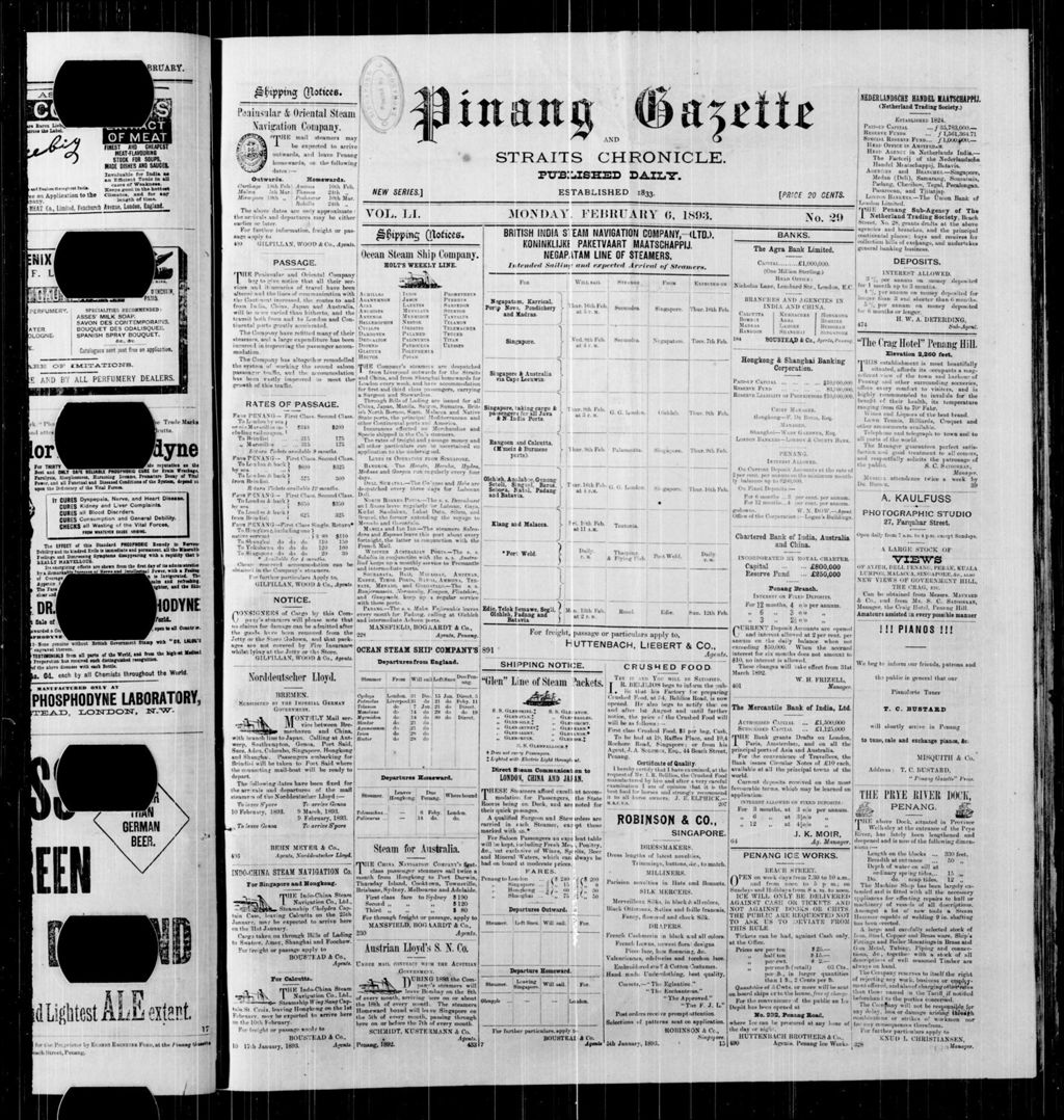 Miniature of Pinang Gazette and Straits Chronicle 06 February 1893