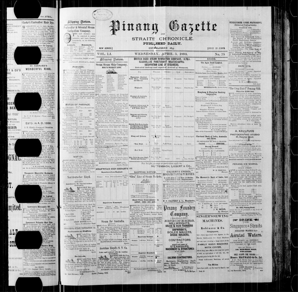 Miniature of Pinang Gazette and Straits Chronicle 05 April 1893