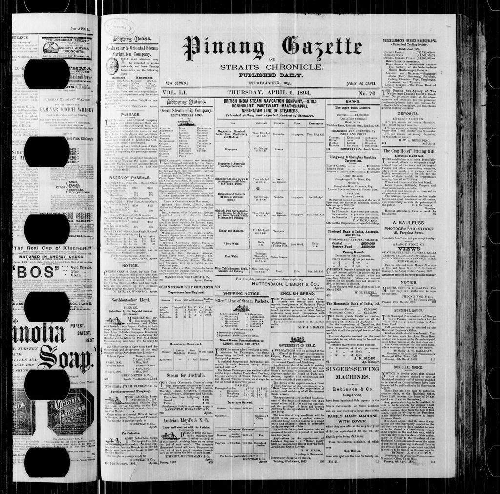 Miniature of Pinang Gazette and Straits Chronicle 06 April 1893