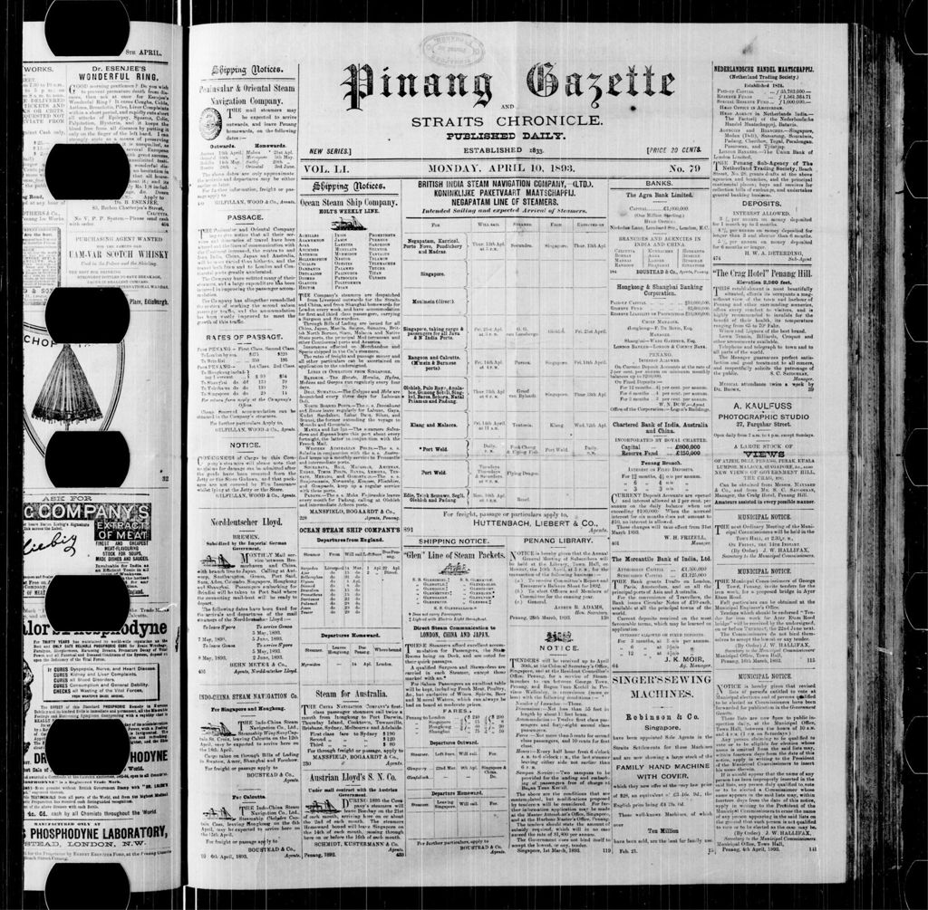 Miniature of Pinang Gazette and Straits Chronicle 10 April 1893