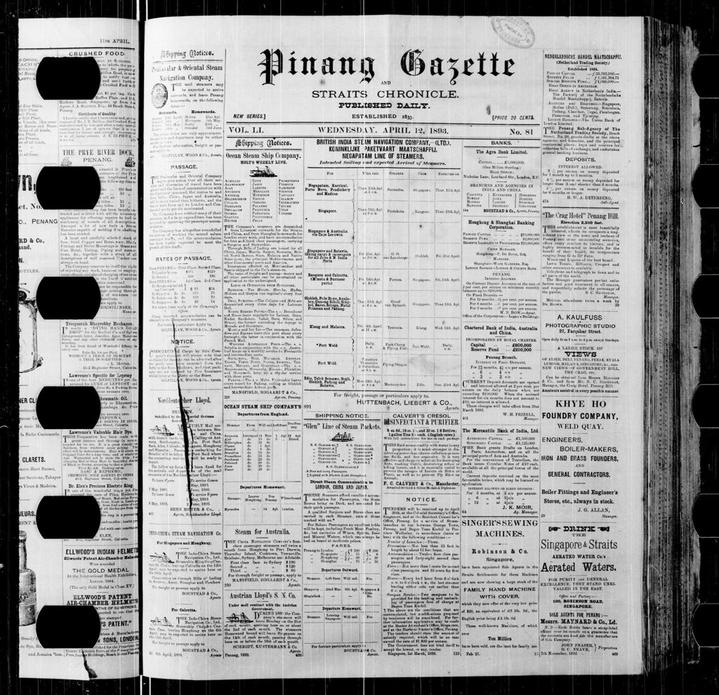 Miniature of Pinang Gazette and Straits Chronicle 12 April 1893