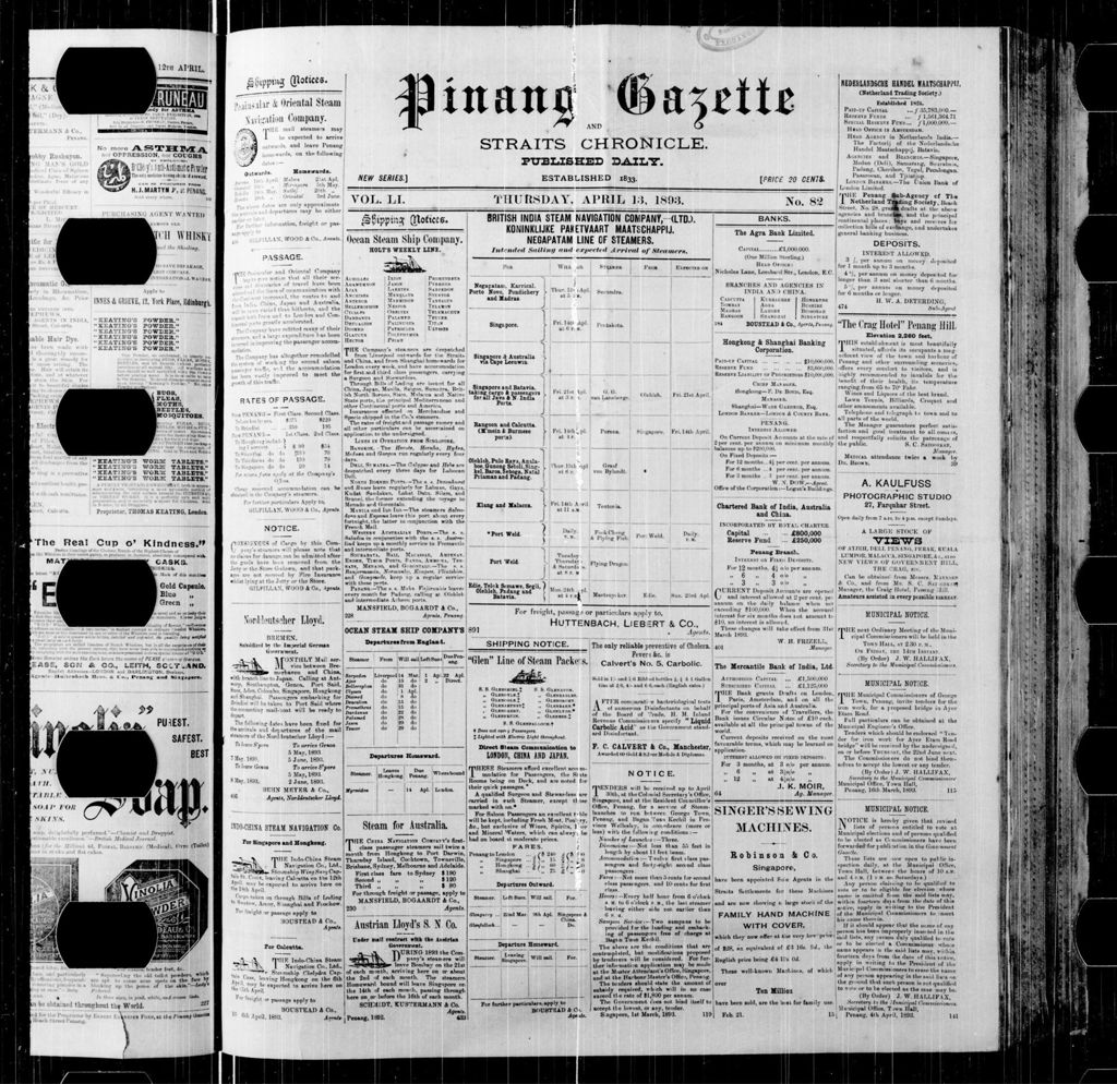 Miniature of Pinang Gazette and Straits Chronicle 13 April 1893