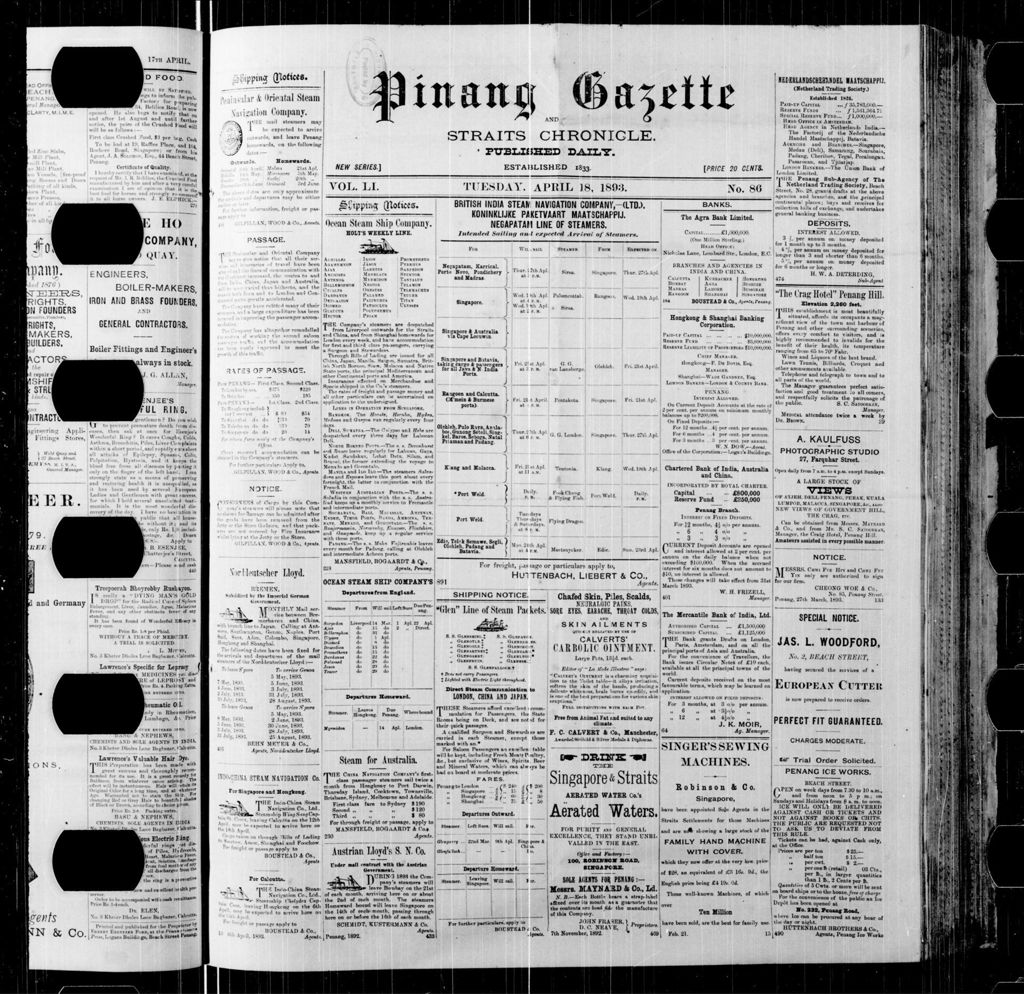 Miniature of Pinang Gazette and Straits Chronicle 18 April 1893