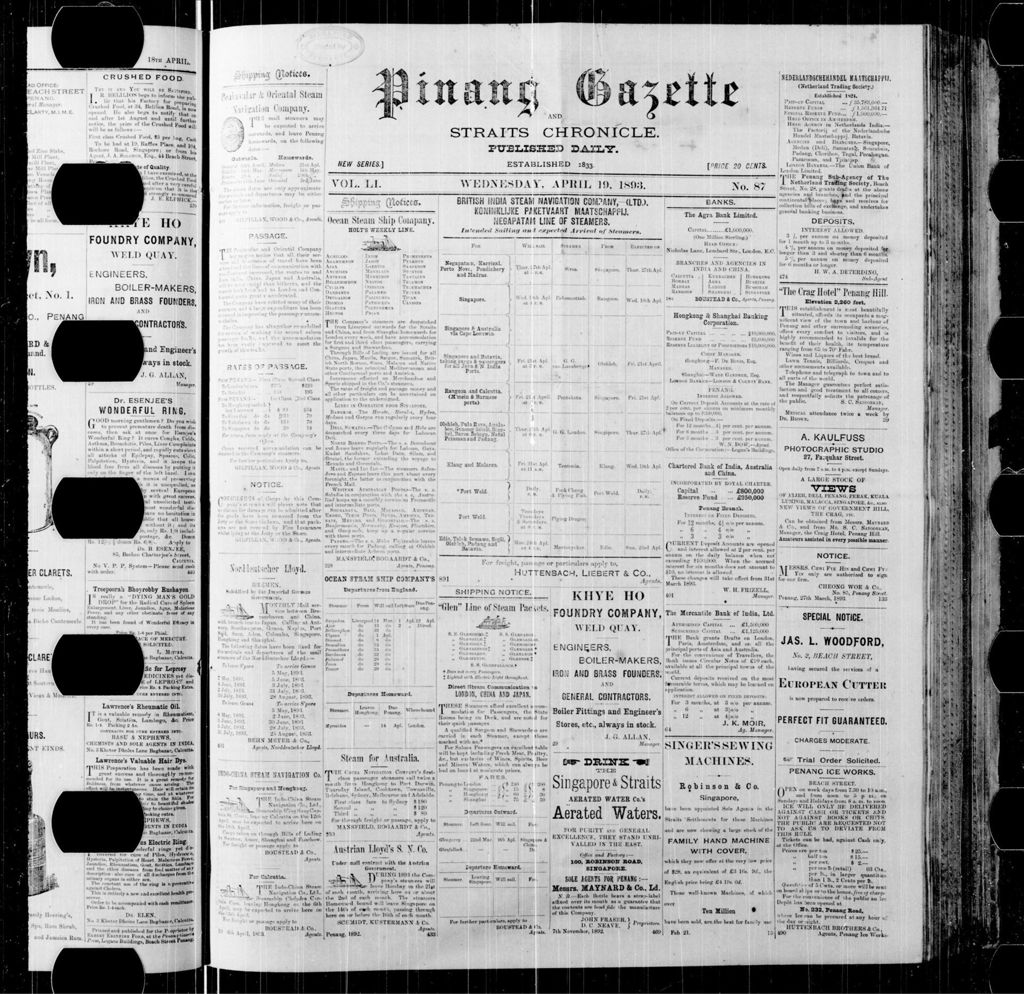 Miniature of Pinang Gazette and Straits Chronicle 19 April 1893