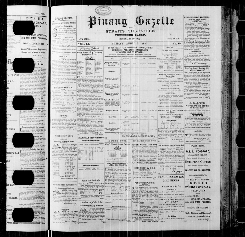 Miniature of Pinang Gazette and Straits Chronicle 21 April 1893