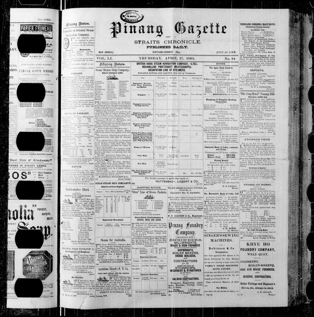 Miniature of Pinang Gazette and Straits Chronicle 27 April 1893