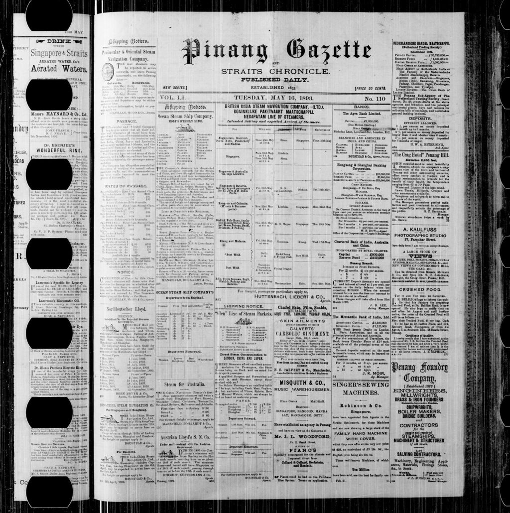 Miniature of Pinang Gazette and Straits Chronicle 16 May 1893