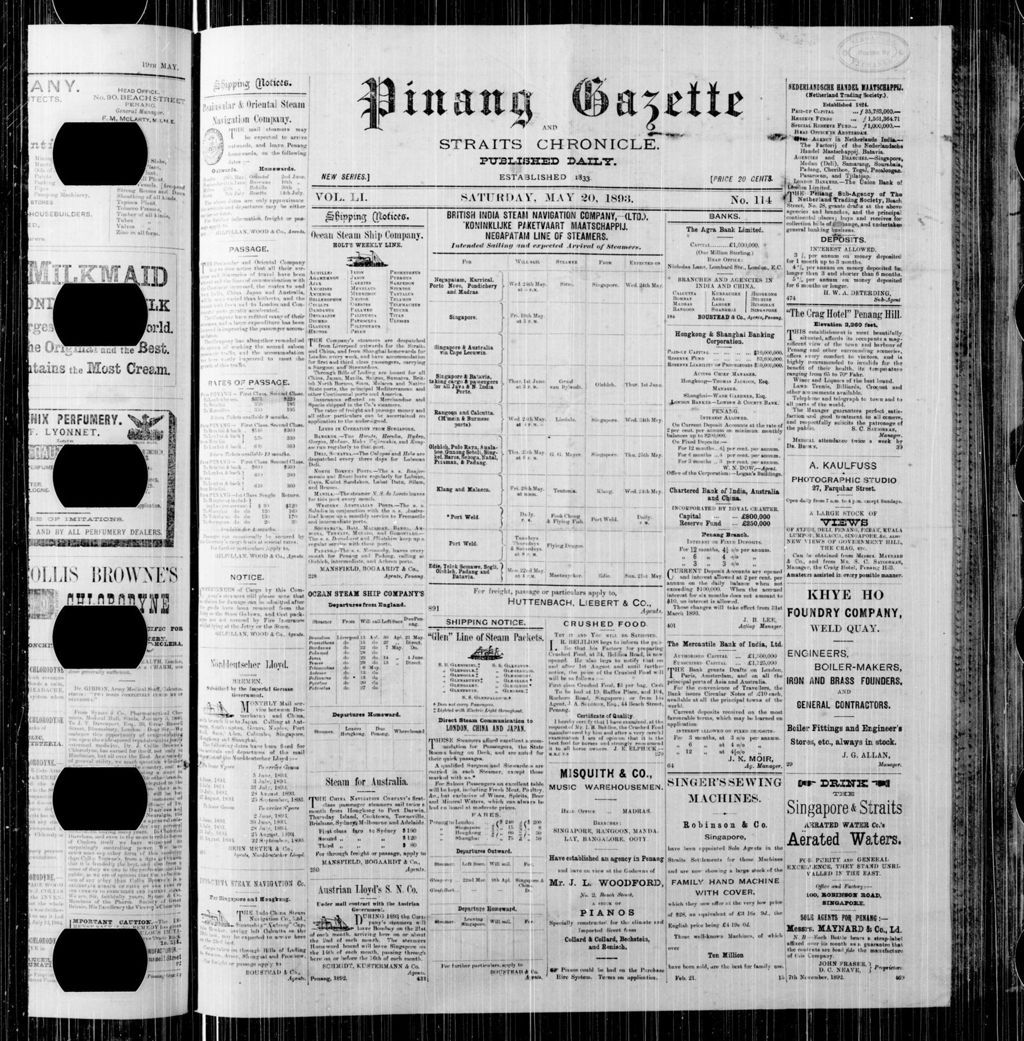 Miniature of Pinang Gazette and Straits Chronicle 20 May 1893