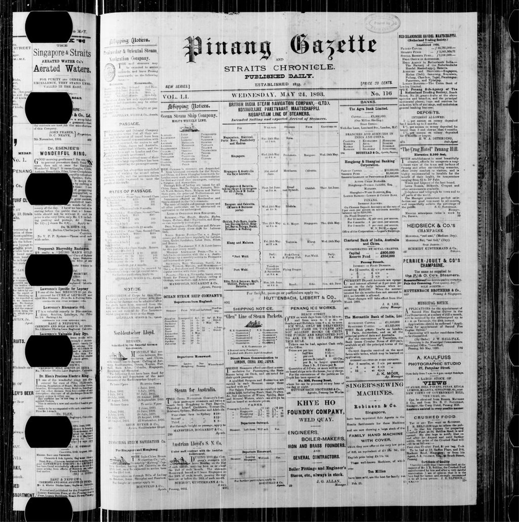 Miniature of Pinang Gazette and Straits Chronicle 24 May 1893