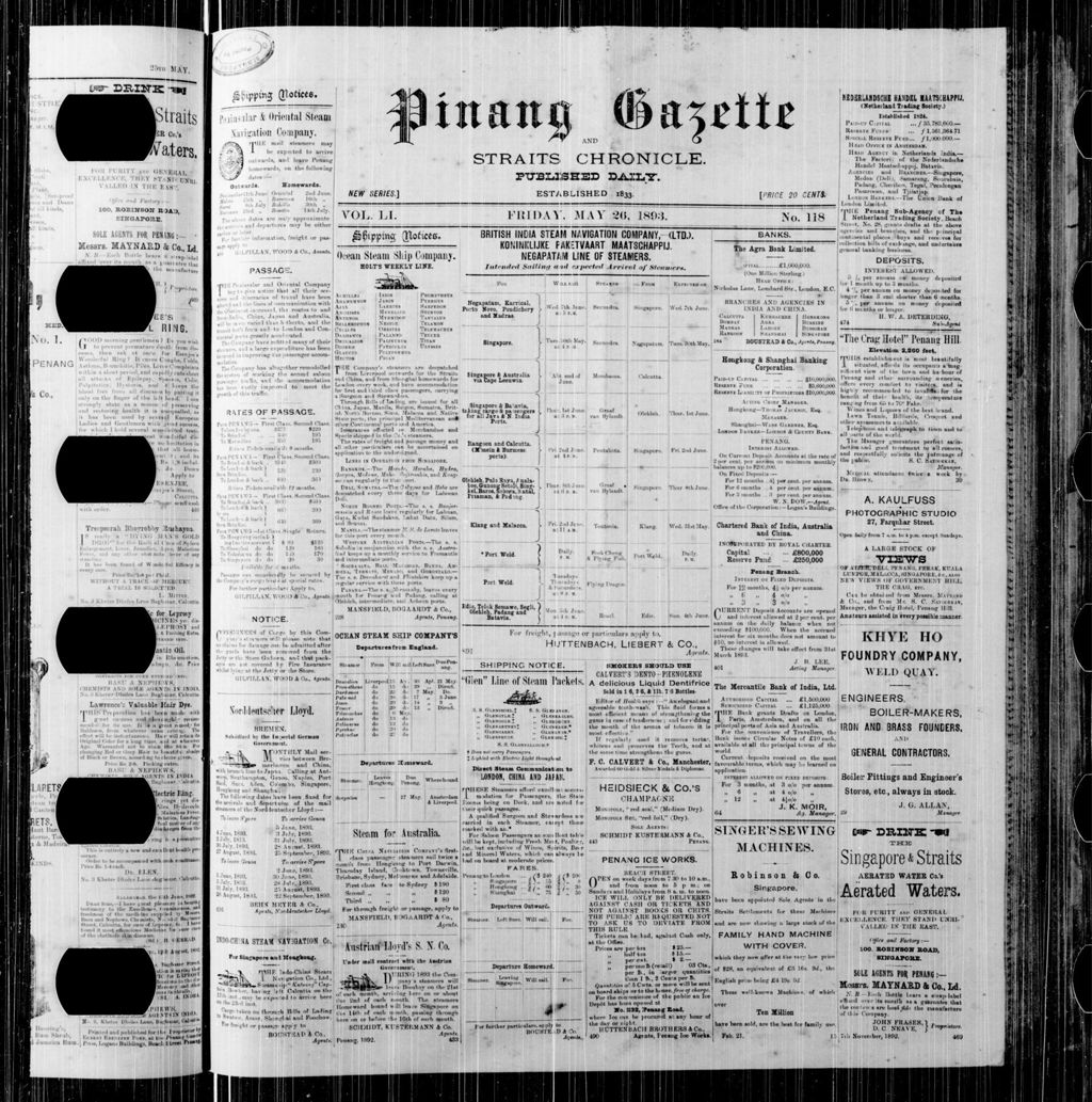 Miniature of Pinang Gazette and Straits Chronicle 26 May 1893