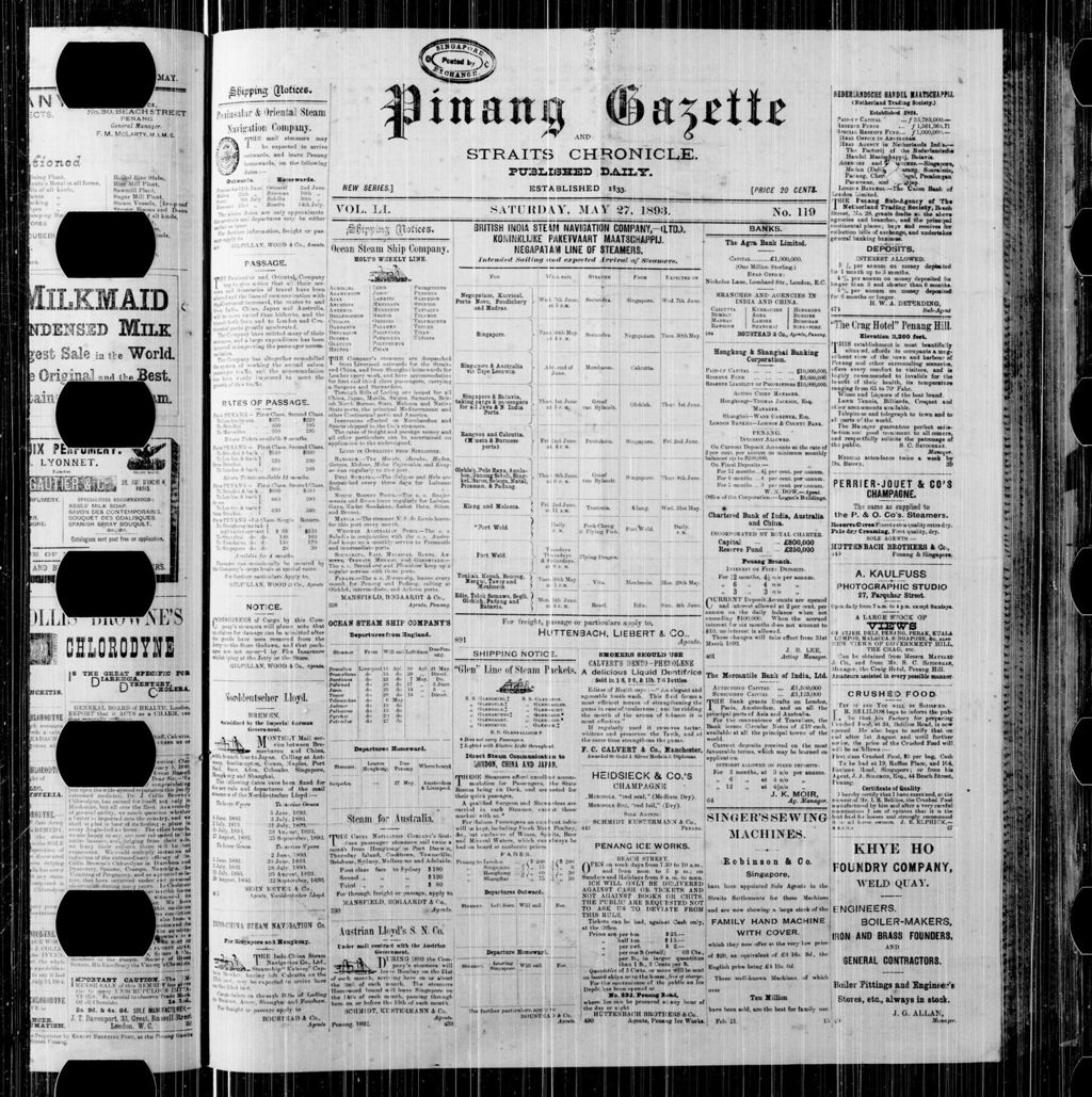 Miniature of Pinang Gazette and Straits Chronicle 27 May 1893