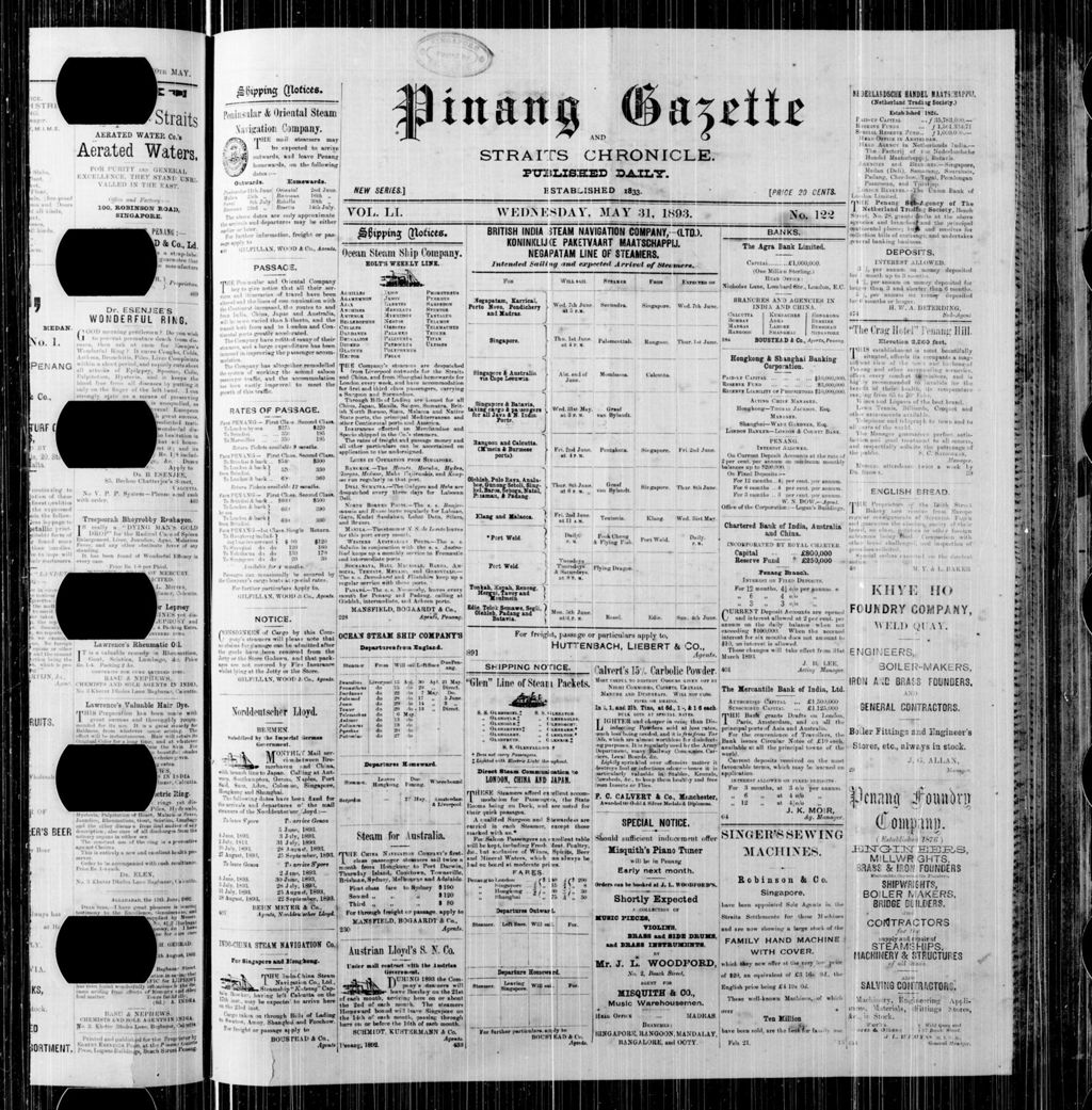 Miniature of Pinang Gazette and Straits Chronicle 31 May 1893