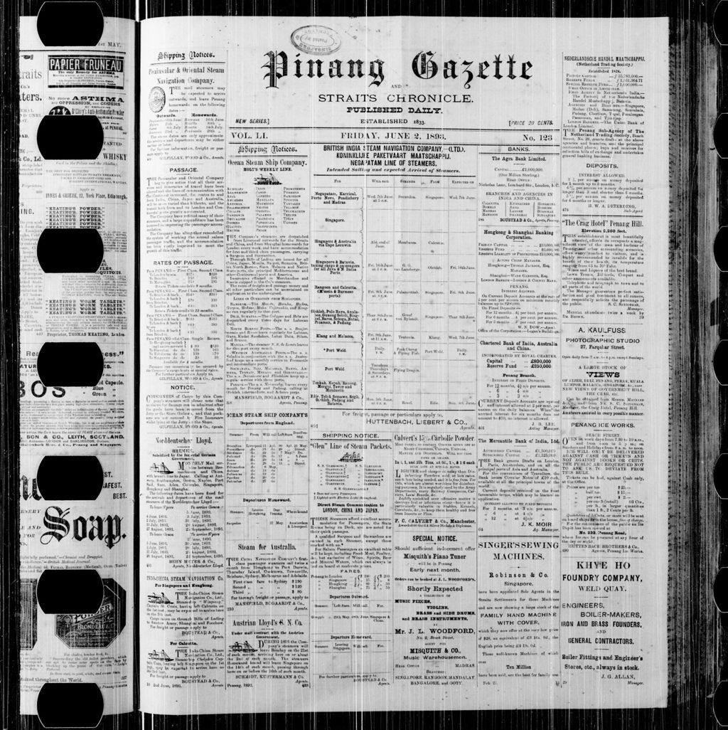 Miniature of Pinang Gazette and Straits Chronicle 02 June 1893