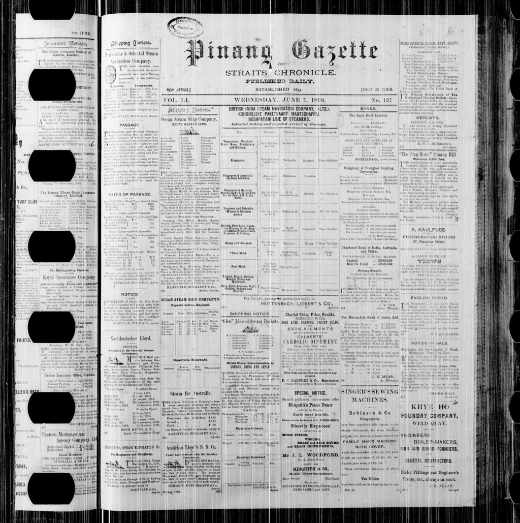 Miniature of Pinang Gazette and Straits Chronicle 07 June 1893