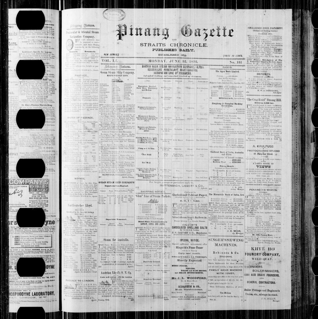 Miniature of Pinang Gazette and Straits Chronicle 12 June 1893