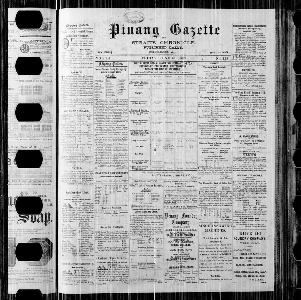 Miniature of Pinang Gazette and Straits Chronicle 16 June 1893