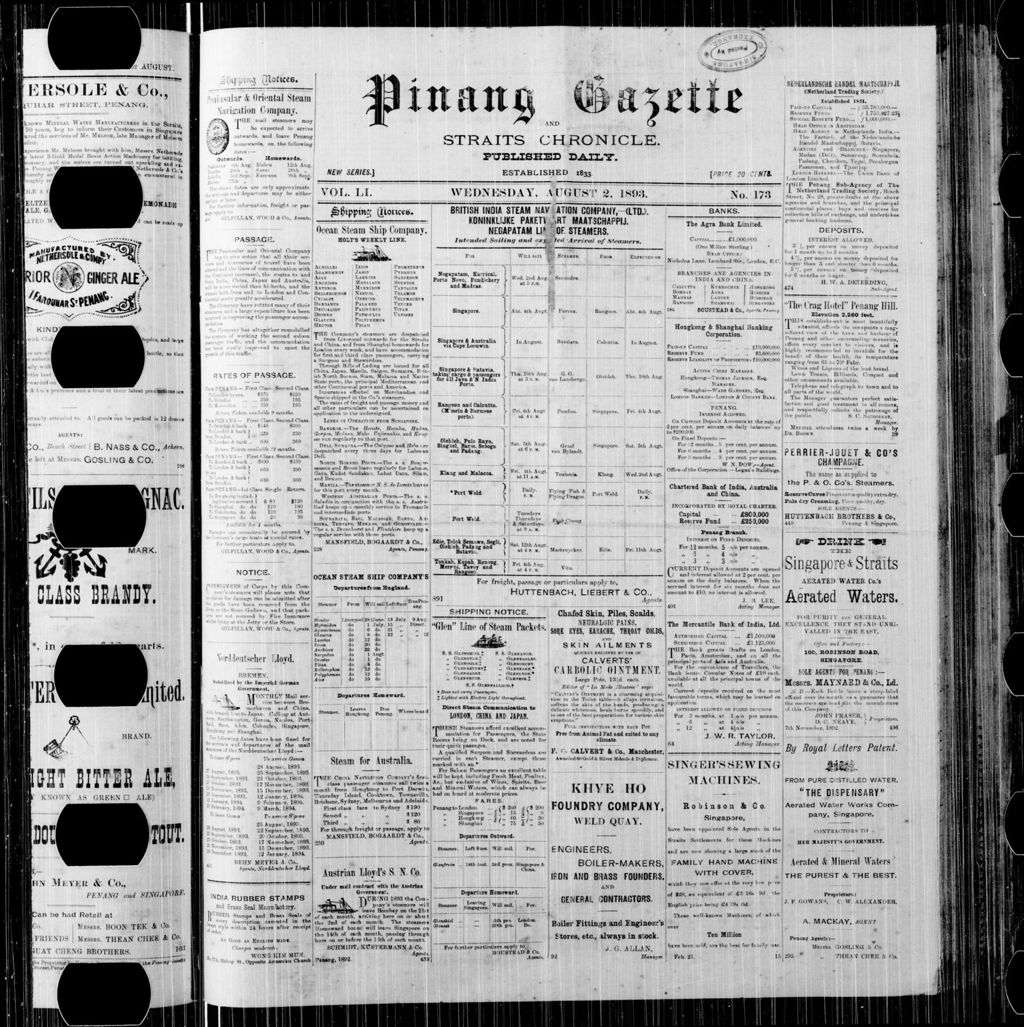 Miniature of Pinang Gazette and Straits Chronicle 02 August 1893