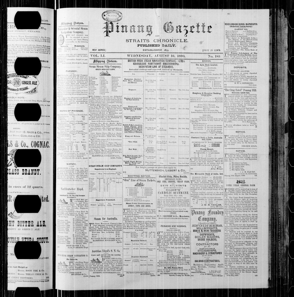 Miniature of Pinang Gazette and Straits Chronicle 16 August 1893